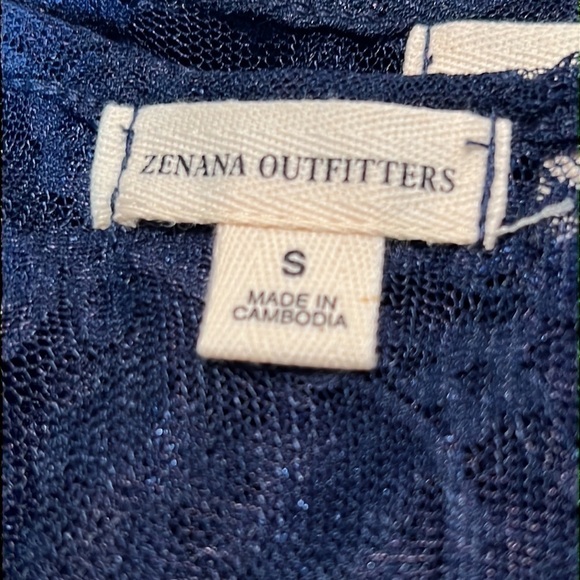 ZENANA OUTFITTERS DARK BLUE SHEER LACE RACERBACK TANK TOP new Small - Picture 6 of 7